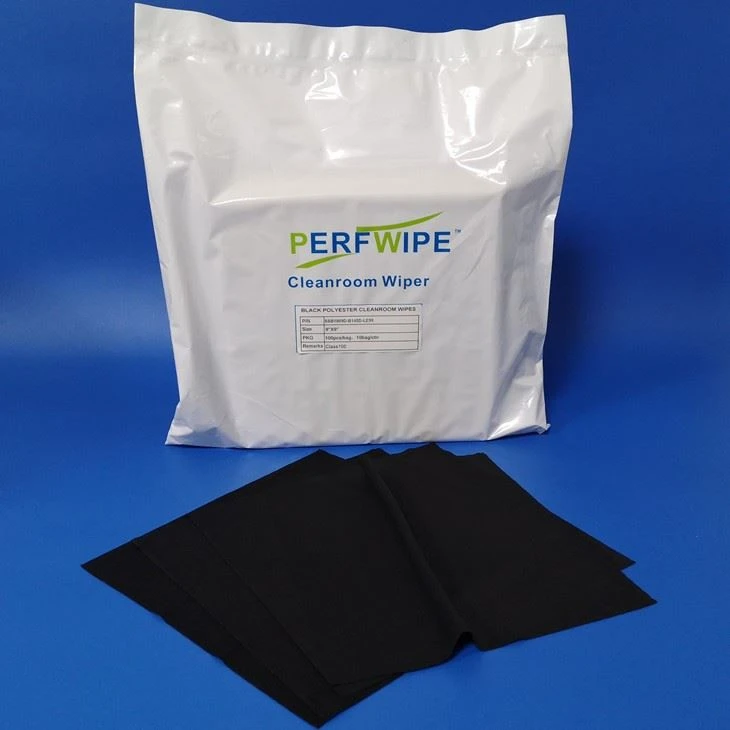 Black Cleanroom Polyester Wipes